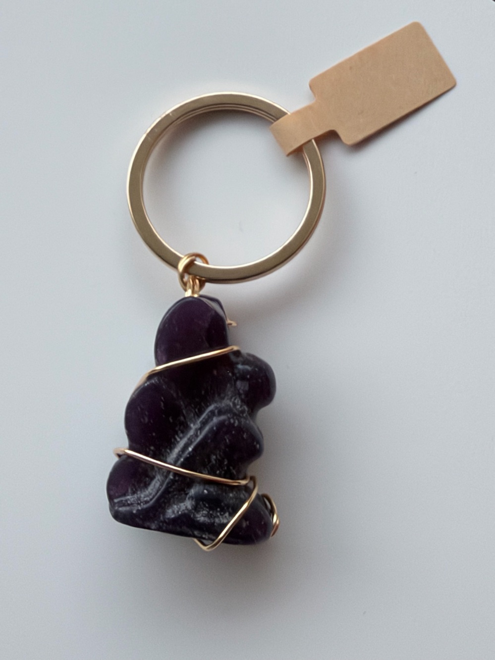 Amethyst Fairy Key Chain Gold Wire Wrap